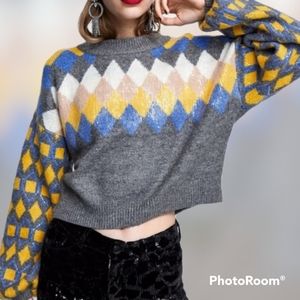 ZARA Argyle Knit Sweater